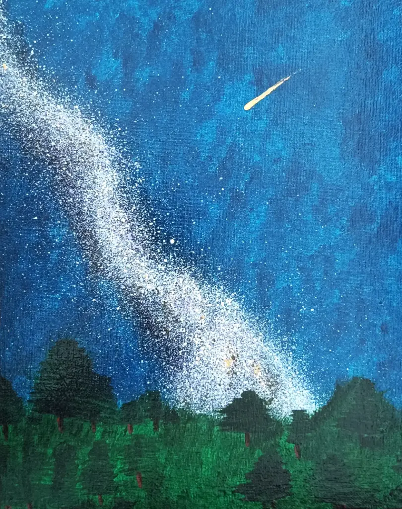 " Nuit étoilée n°3 " dim.24x30cm toile cartonnée