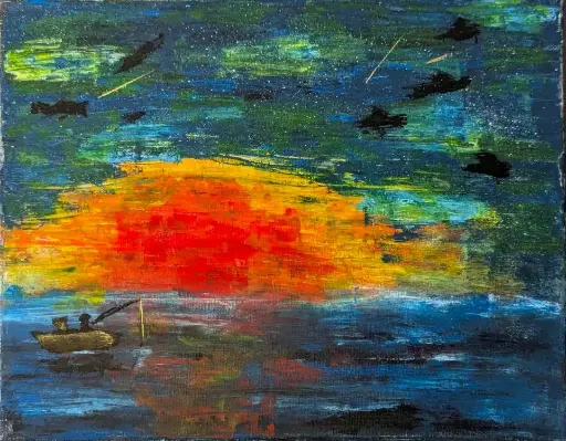 "Soleil rouge " dim.23,5x30cm